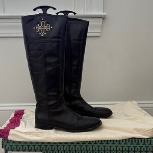 Tory Burch Black Tall Leather Boots
